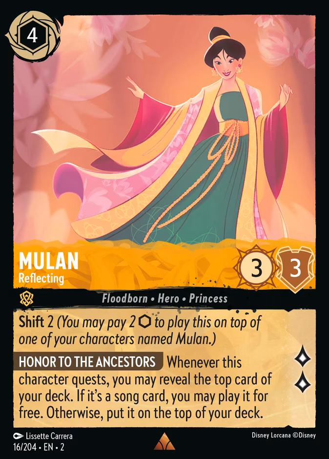 Mulan - Reflecting Lorcana card (16/204, Rise of the Floodborn)