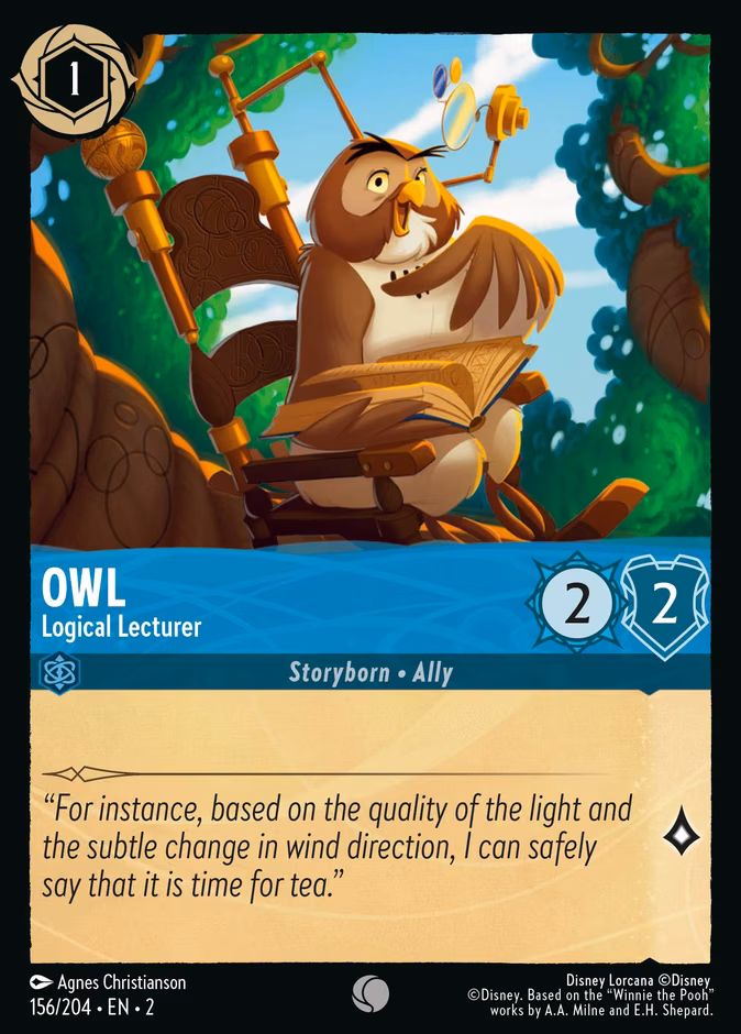 Owl - Logical Lecturer Lorcana card (156/204, Rise of the Floodborn)
