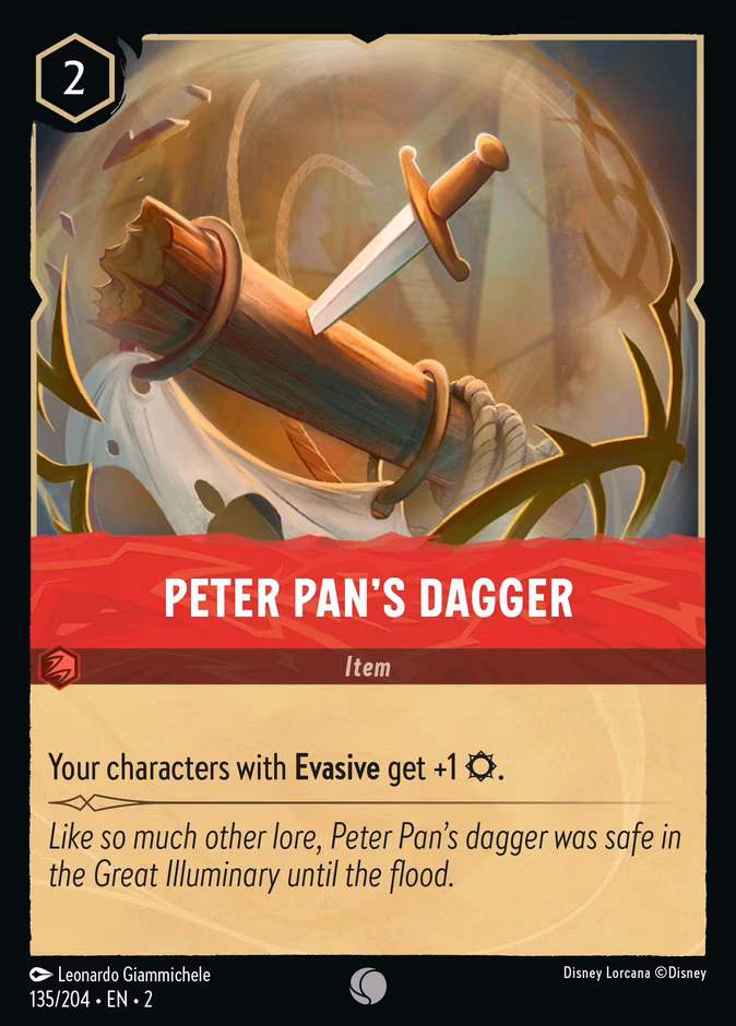 Peter Pan's Dagger Lorcana card (135/204, Rise of the Floodborn)