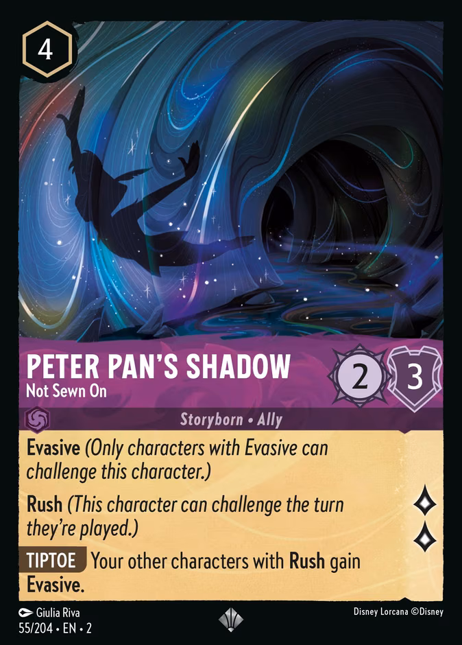 Peter Pan's Shadow - Not Sewn On Lorcana card (55/204, Rise of the Floodborn)