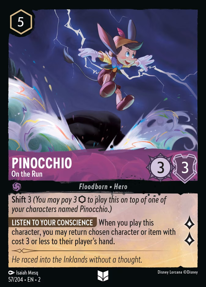 Pinocchio - On the Run Lorcana card (57/204, Rise of the Floodborn)