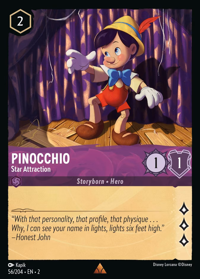 Pinocchio - Star Attraction Lorcana card (56/204, Rise of the Floodborn)