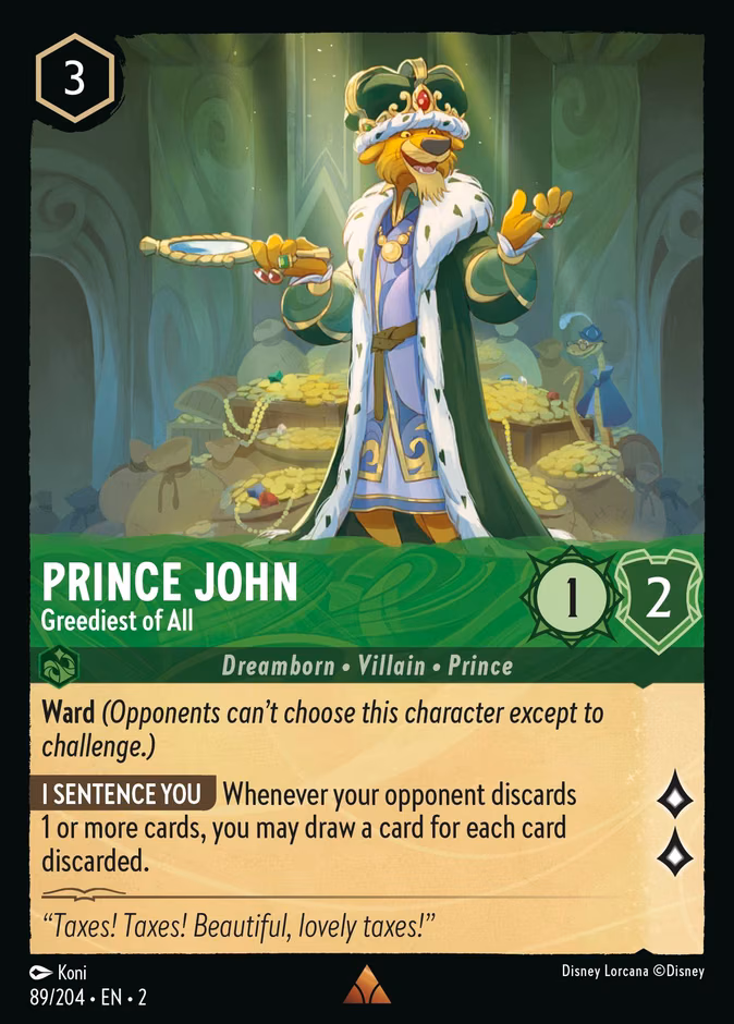Prince John - Greediest of All Lorcana card (89/204, Rise of the Floodborn)