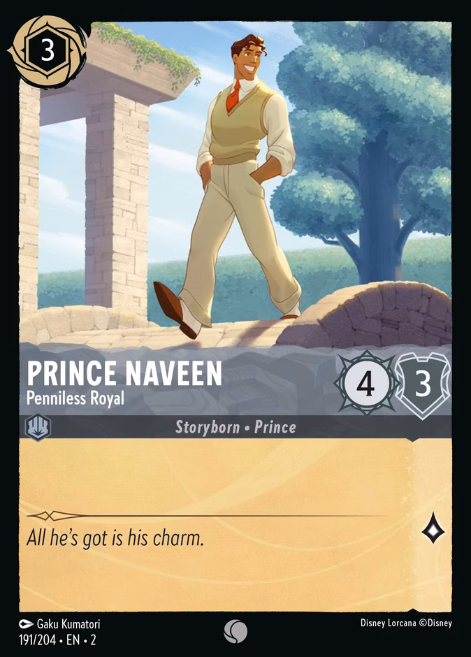 Prince Naveen - Penniless Royal Lorcana card (191/204, Rise of the Floodborn)