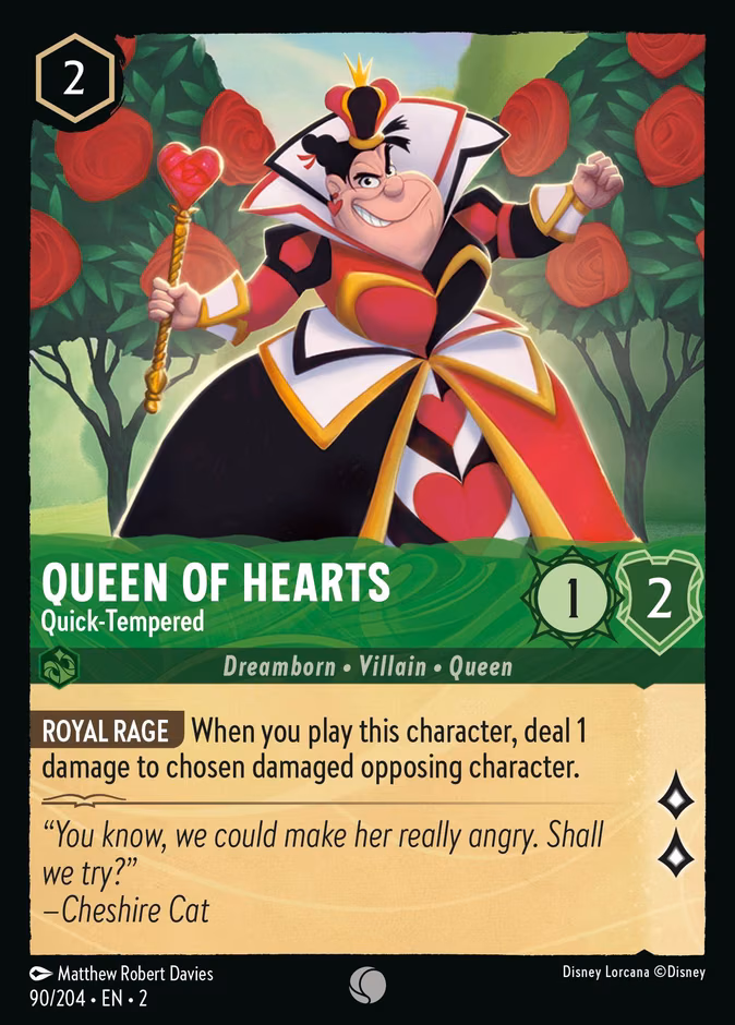 Queen of Hearts - Quick-Tempered Lorcana card (90/204, Rise of the Floodborn)