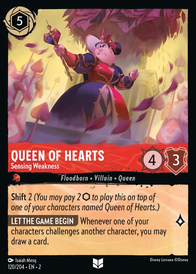 Queen of Hearts - Sensing Weakness Lorcana card (120/204, Rise of the Floodborn)