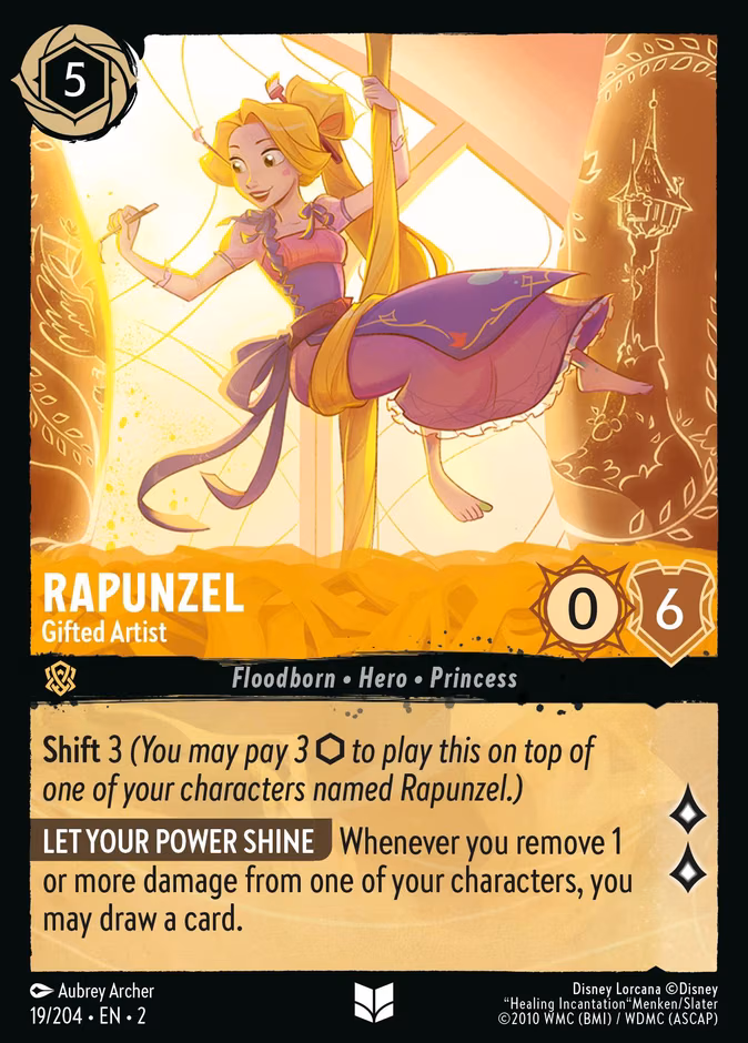 Rapunzel - Gifted Artist Lorcana card (19/204, Rise of the Floodborn)