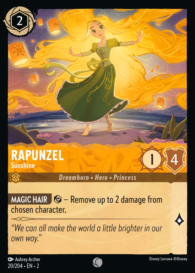 Rapunzel - Sunshine Lorcana card (20/204, Rise of the Floodborn)