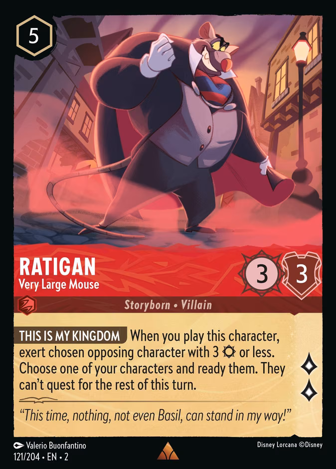 Ratigan - Very Large Mouse Lorcana card (121/204, Rise of the Floodborn)