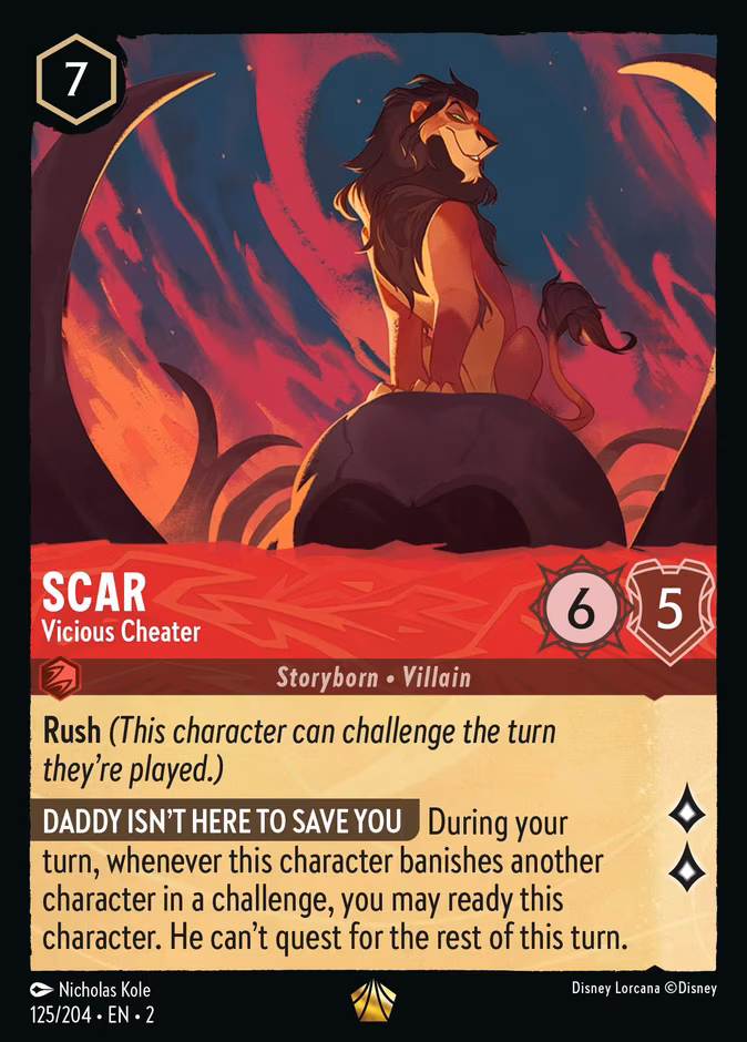 Scar - Vicious Cheater Lorcana card (125/204, Rise of the Floodborn)