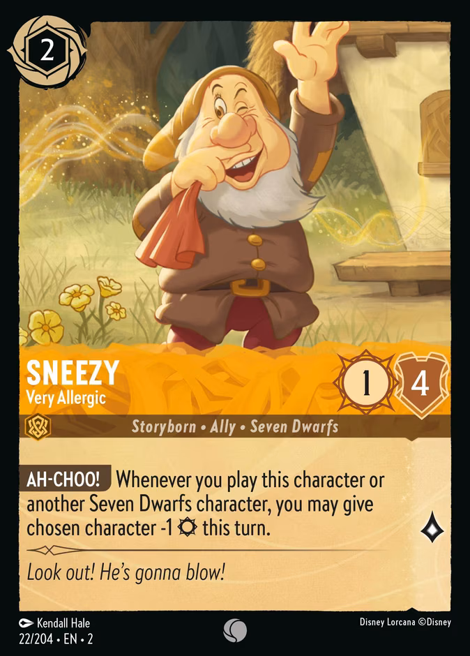 Sneezy - Very Allergic Lorcana card (22/204, Rise of the Floodborn)