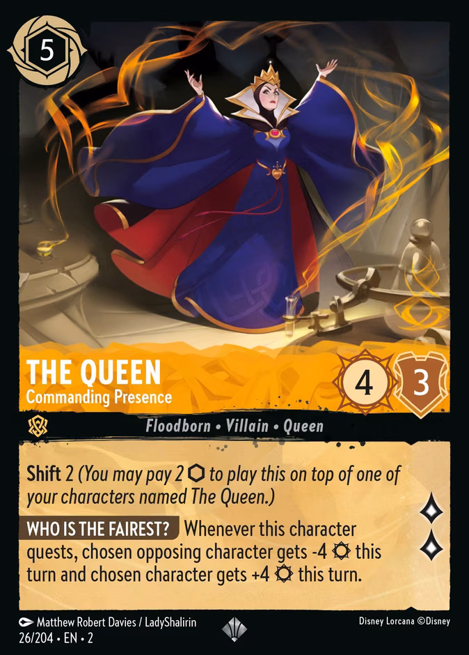 The Queen - Commanding Presence Lorcana card (26/204, Rise of the Floodborn)