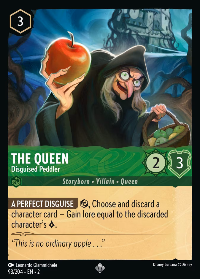 The Queen - Disguised Peddler Lorcana card (93/204, Rise of the Floodborn)