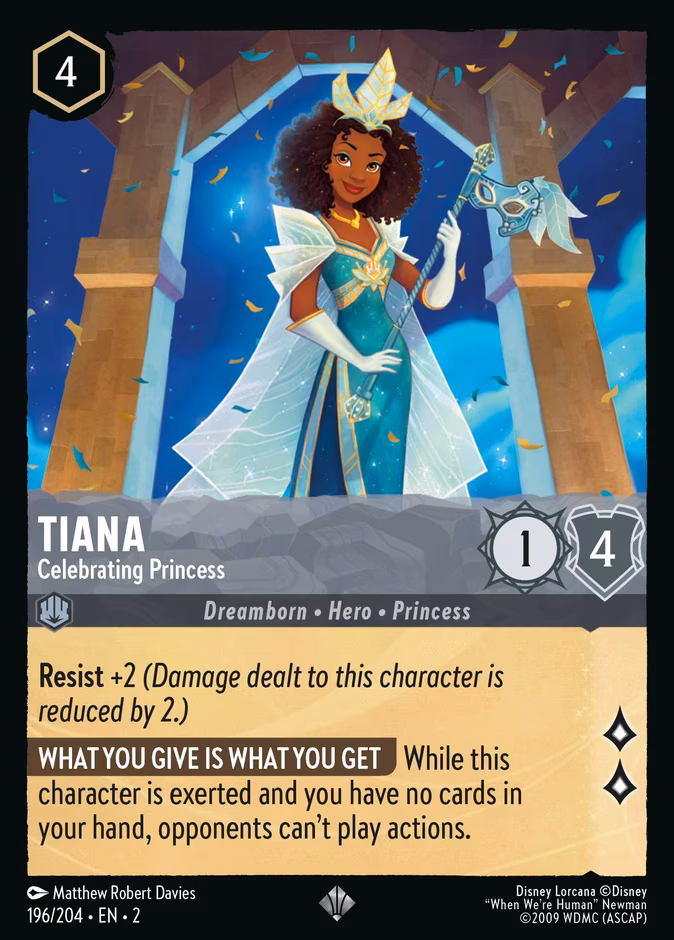Tiana - Celebrating Princess Lorcana card (196/204, Rise of the Floodborn)