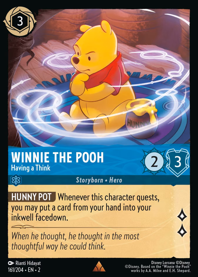 Winnie the Pooh - Having a Think Lorcana card (161/204, Rise of the Floodborn)