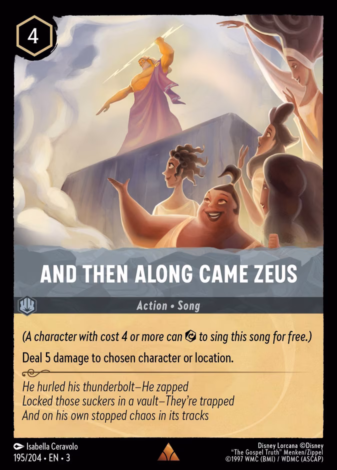 And Then Along Came Zeus Lorcana card (195/204, Into the Inklands)