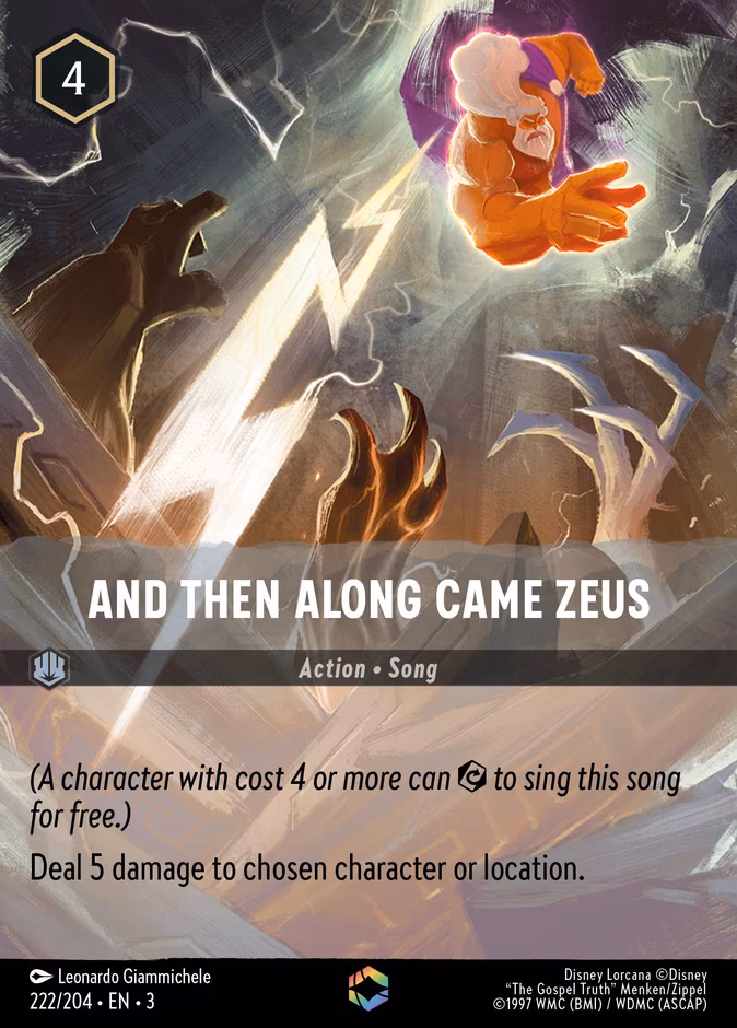 And Then Along Came Zeus Lorcana card (222/204)