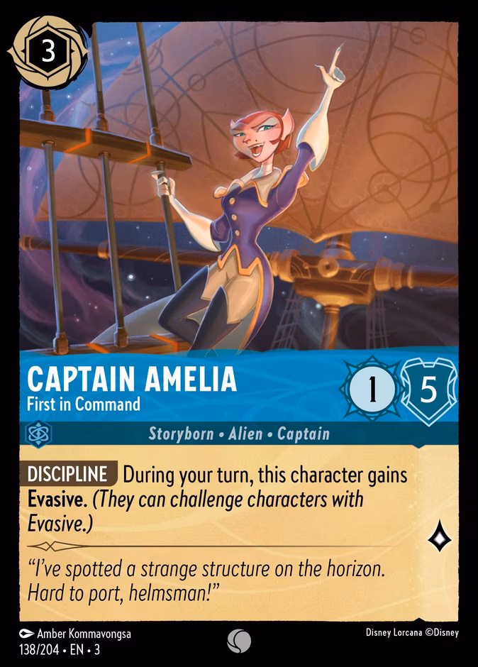 Captain Amelia - First in Command Lorcana card (138/204, Into the Inklands)