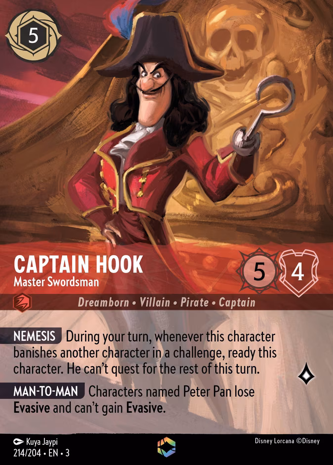 Captain Hook - Master Swordsman Lorcana card (214/204)