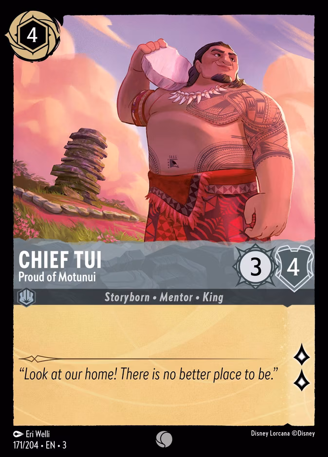 Chief Tui - Proud of Motunui Lorcana card (171/204, Into the Inklands)