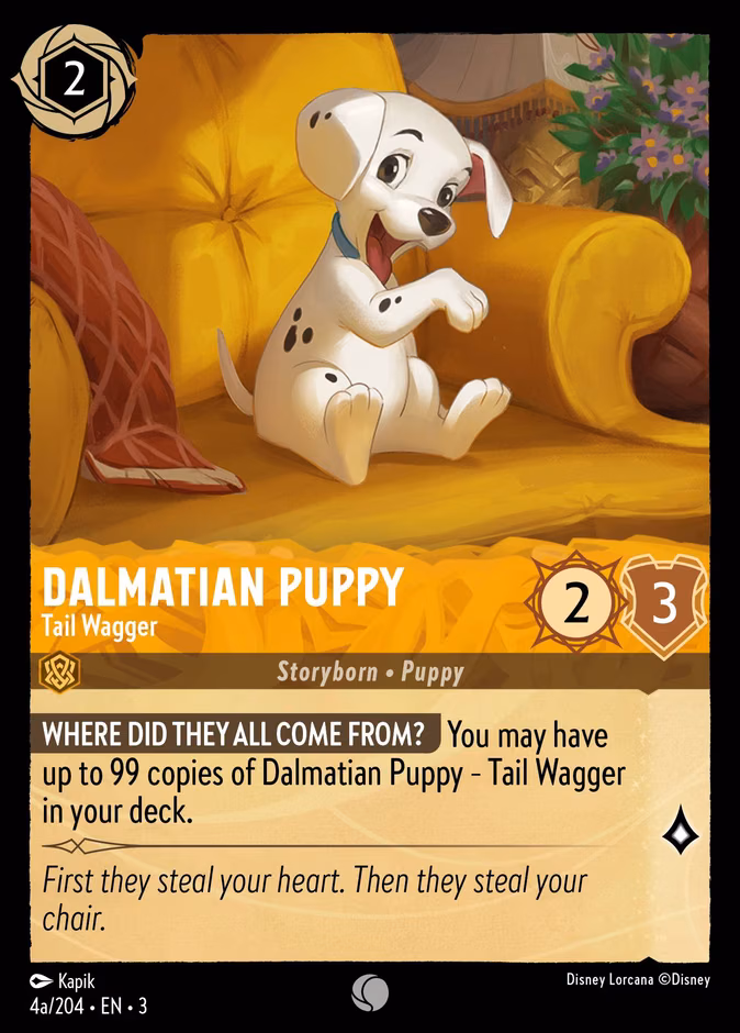 Dalmatian Puppy - Tail Wagger Lorcana card (4a/204, Into the Inklands)