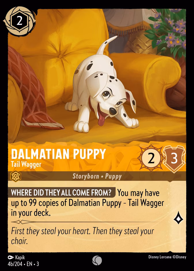 Dalmatian Puppy - Tail Wagger Lorcana card (4b/204, Into the Inklands)