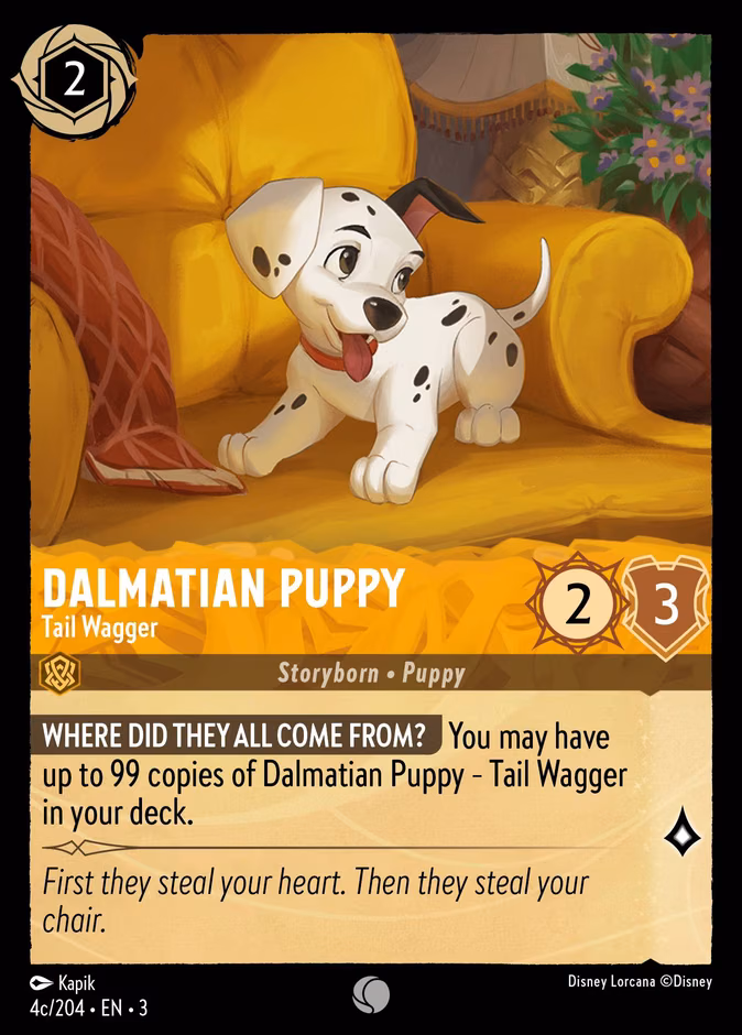 Dalmatian Puppy - Tail Wagger Lorcana card (4c/204, Into the Inklands)