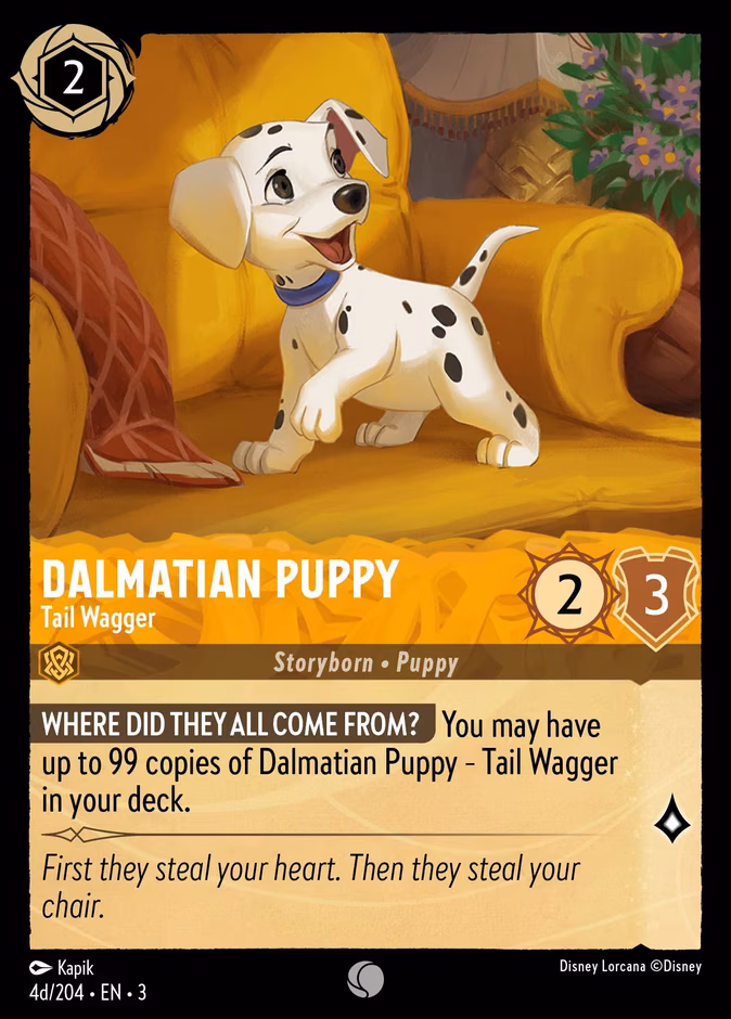Dalmatian Puppy - Tail Wagger Lorcana card (4d/204, Into the Inklands)