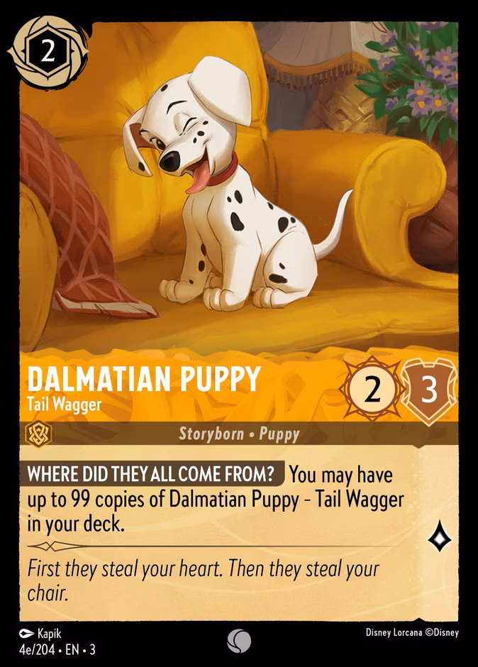 Dalmatian Puppy - Tail Wagger Lorcana card (4e/204, Into the Inklands)