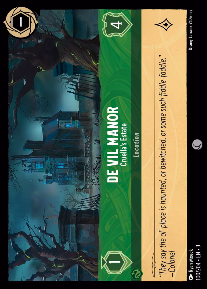 De Vil Manor - Cruella's Estate Lorcana card (100/204, Into the Inklands)