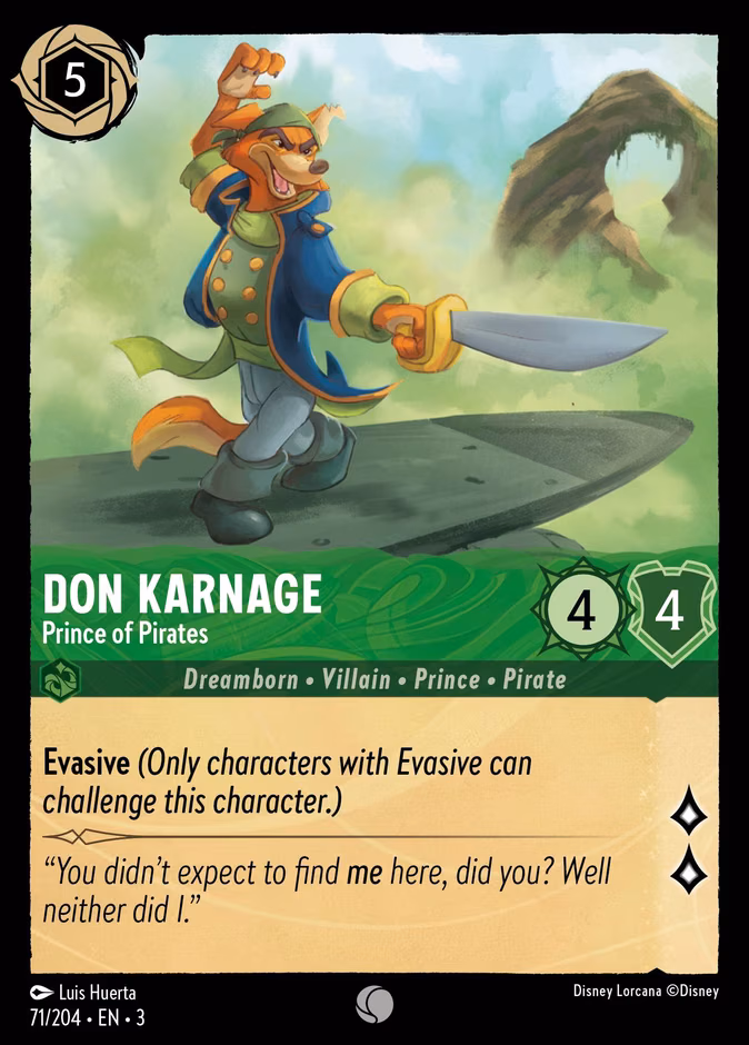 Don Karnage - Prince of Pirates Lorcana card (71/204, Into the Inklands)