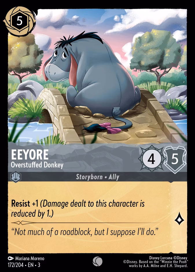 Eeyore - Overstuffed Donkey Lorcana card (172/204, Into the Inklands)