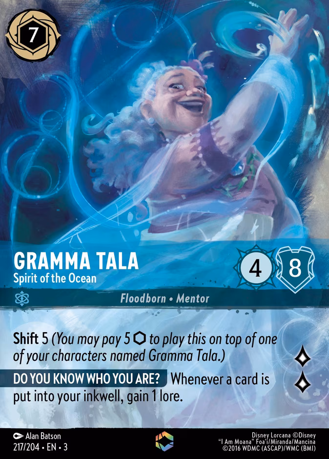 Gramma Tala - Spirit of the Ocean Lorcana card (217/204, Into the Inklands)