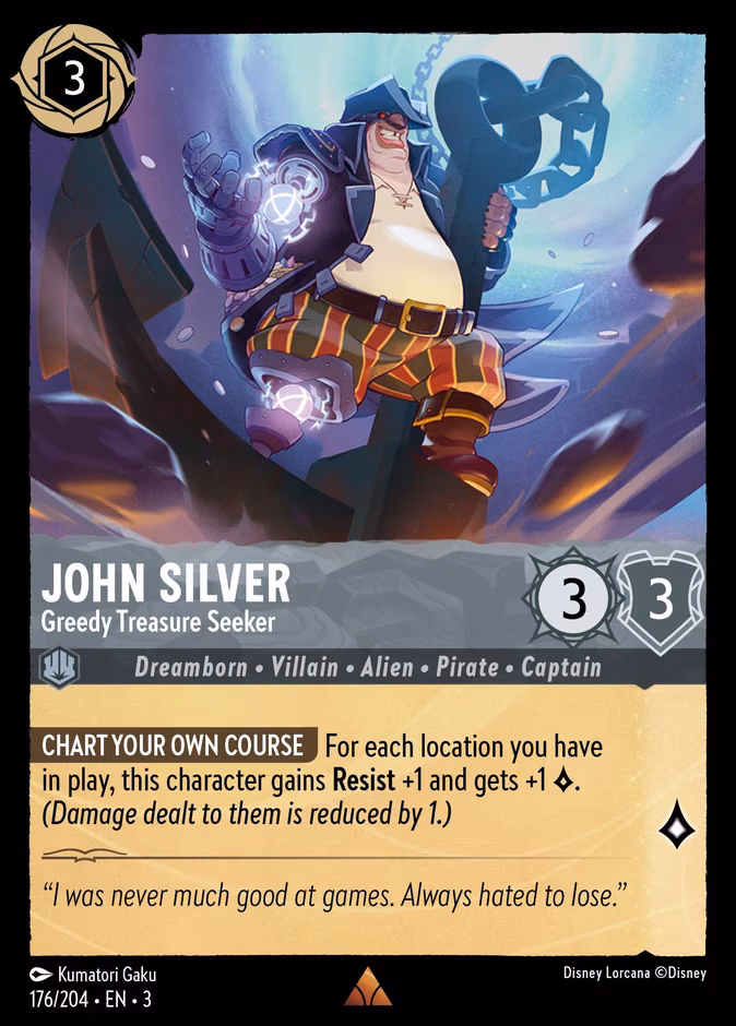 John Silver - Greedy Treasure Seeker Lorcana card (176/204, Into the Inklands)