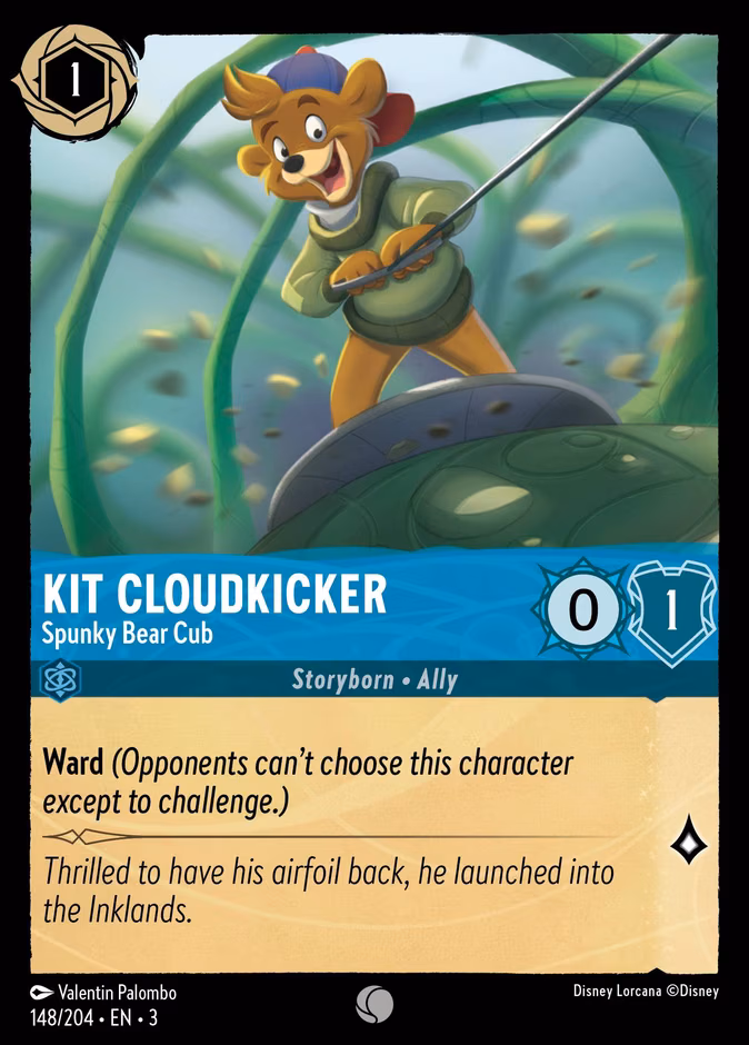 Kit Cloudkicker - Spunky Bear Cub Lorcana card (148/204, Into the Inklands)
