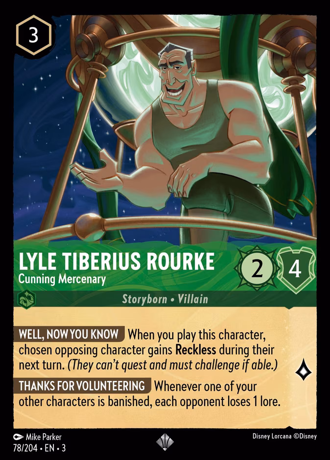 Lyle Tiberius Rourke - Cunning Mercenary Lorcana card (78/204, Into the Inklands)