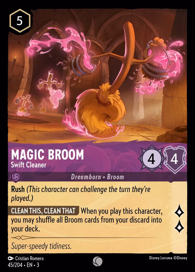 Magic Broom - Swift Cleaner Lorcana card (45/204, Into the Inklands)