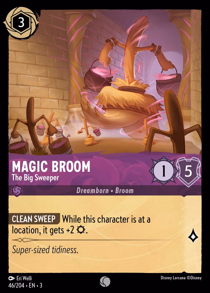 Magic Broom - The Big Sweeper Lorcana card (46/204, Into the Inklands)
