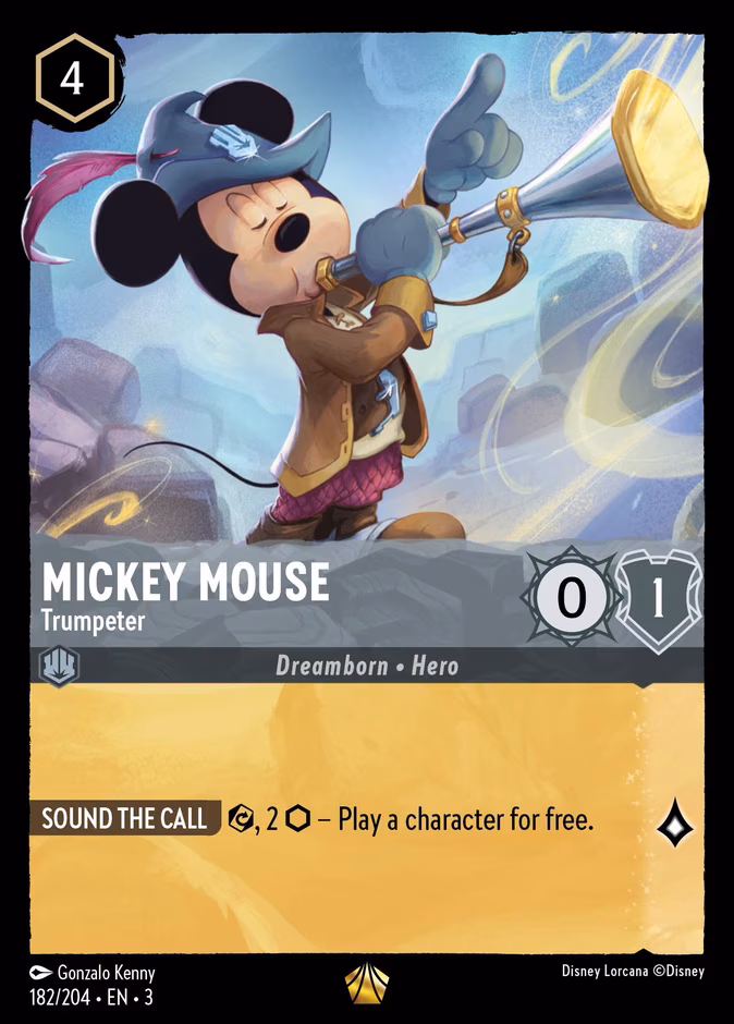 Mickey Mouse - Trumpeter Lorcana card (182/204, Into the Inklands)
