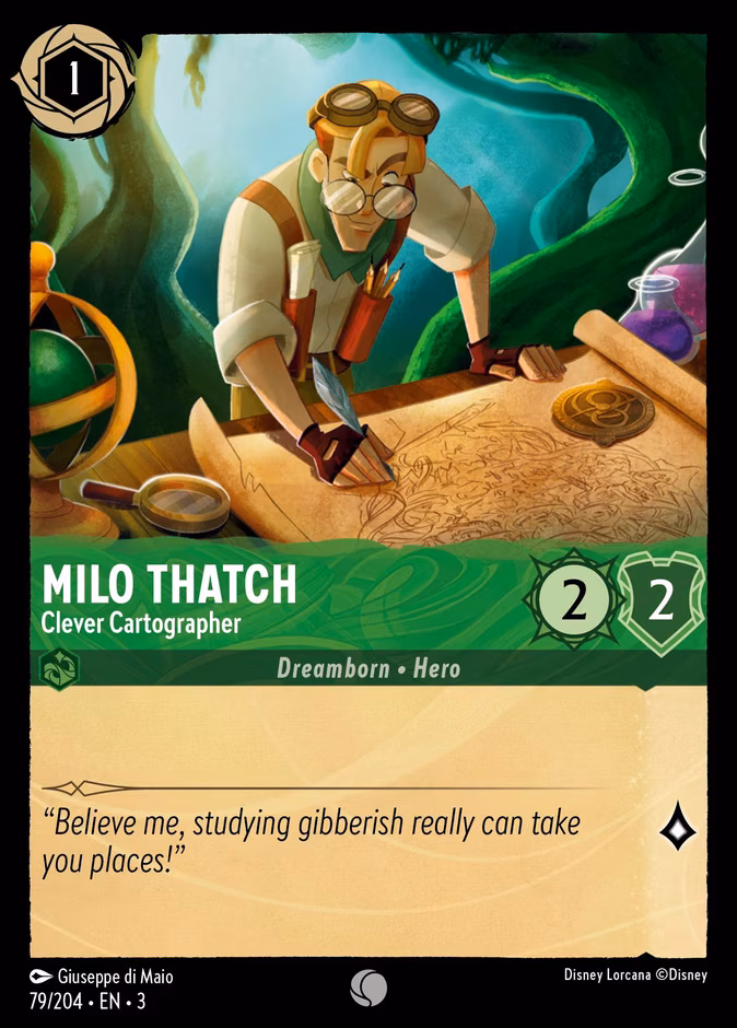 Milo Thatch - Clever Cartographer Lorcana card (79/204, Into the Inklands)