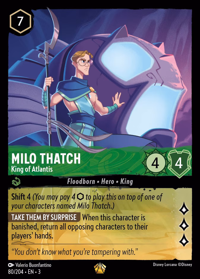 Milo Thatch - King of Atlantis Lorcana card (80/204, Into the Inklands)