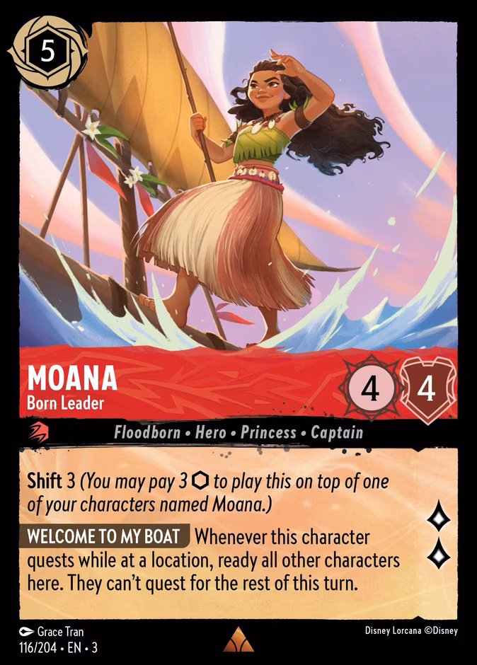 Moana - Born Leader Lorcana card (116/204, Into the Inklands)