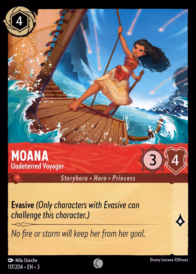 Moana - Undeterred Voyager Lorcana card (117/204, Into the Inklands)