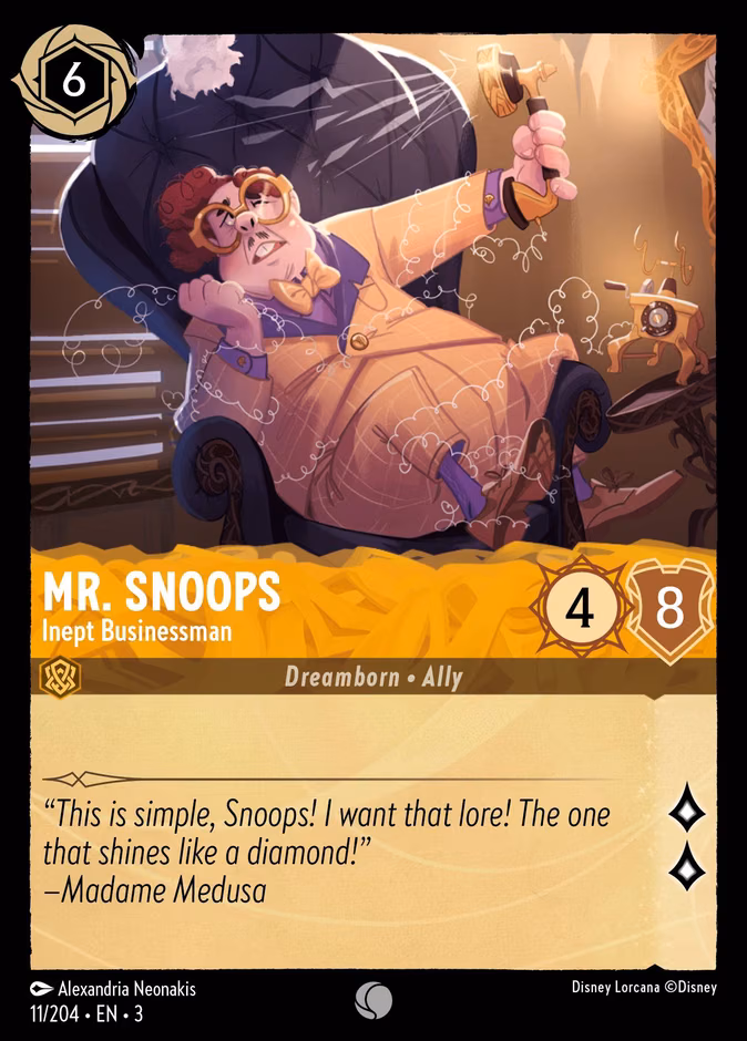 Mr. Snoops - Inept Businessman Lorcana card (11/204, Into the Inklands)