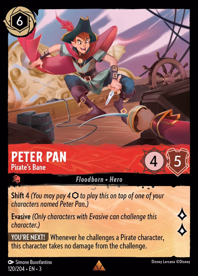 Peter Pan - Pirate's Bane Lorcana card (120/204, Into the Inklands)
