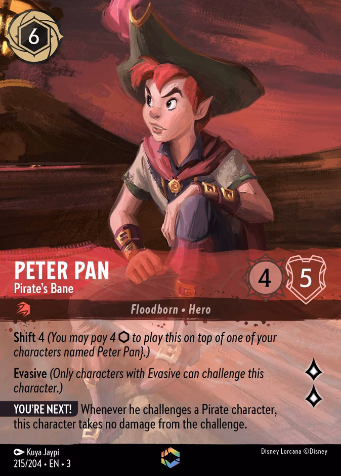 Peter Pan - Pirate's Bane Lorcana card (215/204, Into the Inklands)