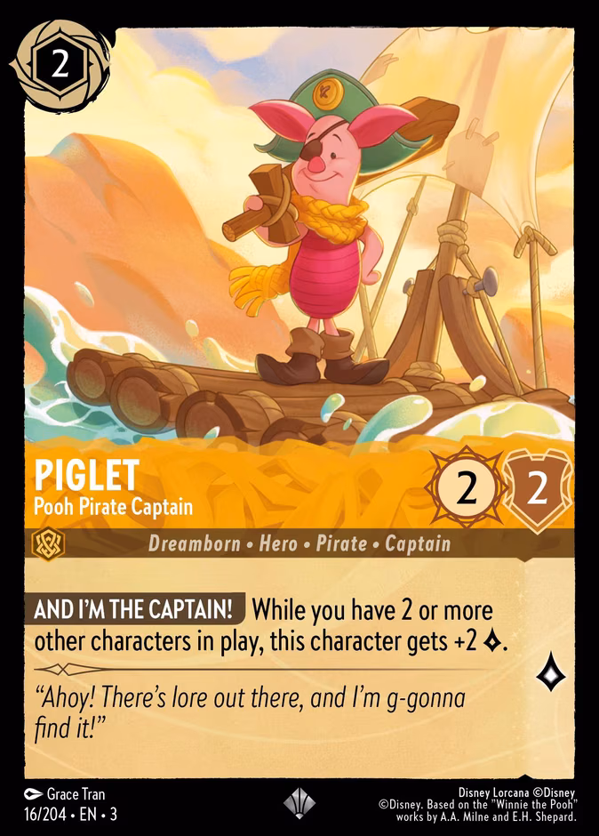 Piglet - Pooh Pirate Captain Lorcana card (16/204, Into the Inklands)