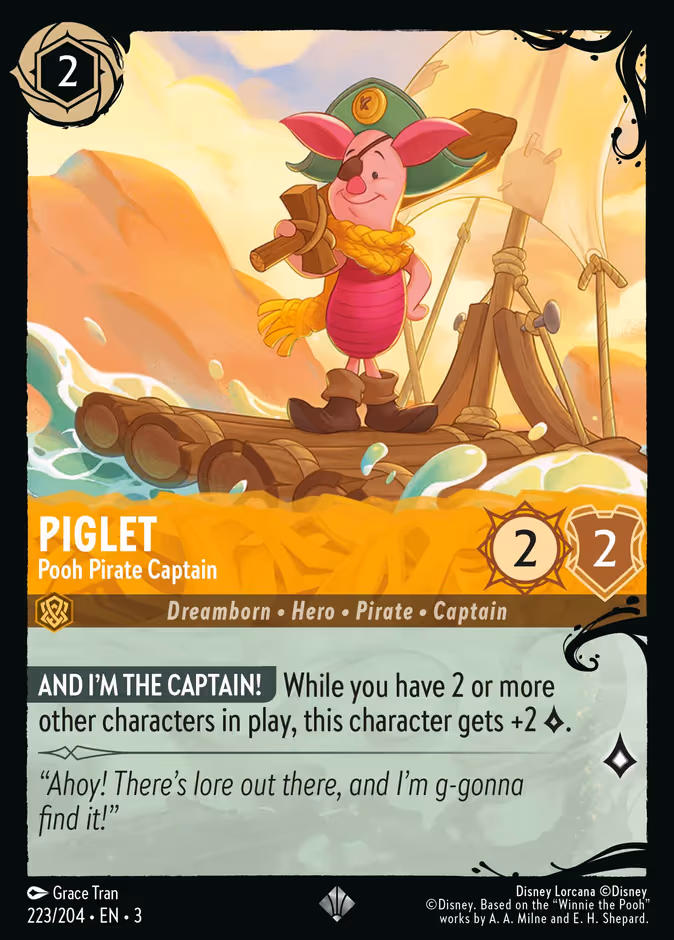 Piglet - Pooh Pirate Captain Lorcana card (223/204, Into the Inklands)