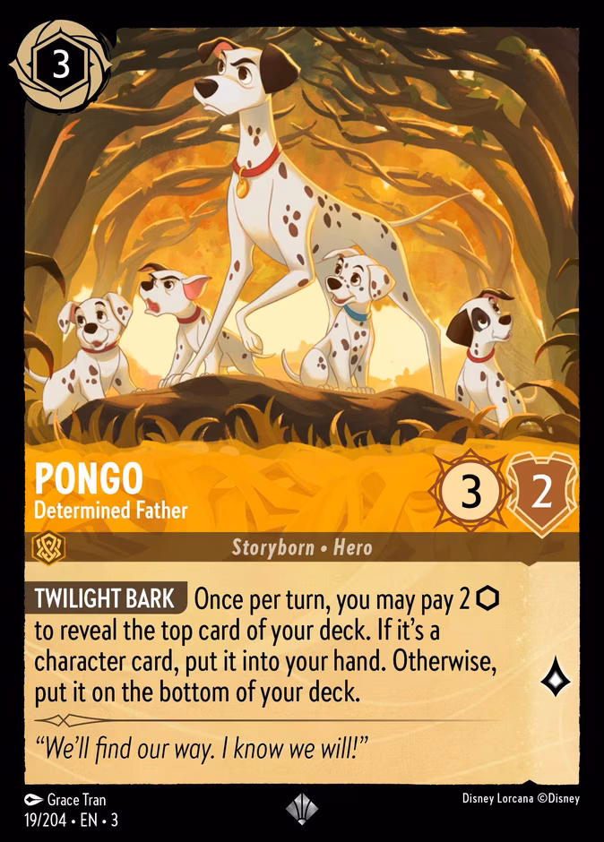 Pongo - Determined Father Lorcana card (19/204, Into the Inklands)