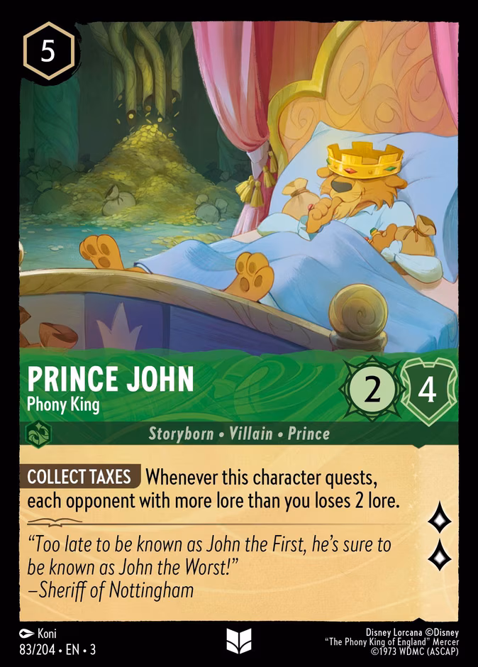 Prince John - Phony King Lorcana card (83/204, Into the Inklands)